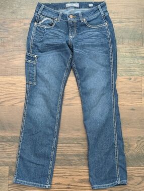 ARIAT Mid Rise Straight Women's Blue Carpenter Jeans, Size 28S, 28 Short